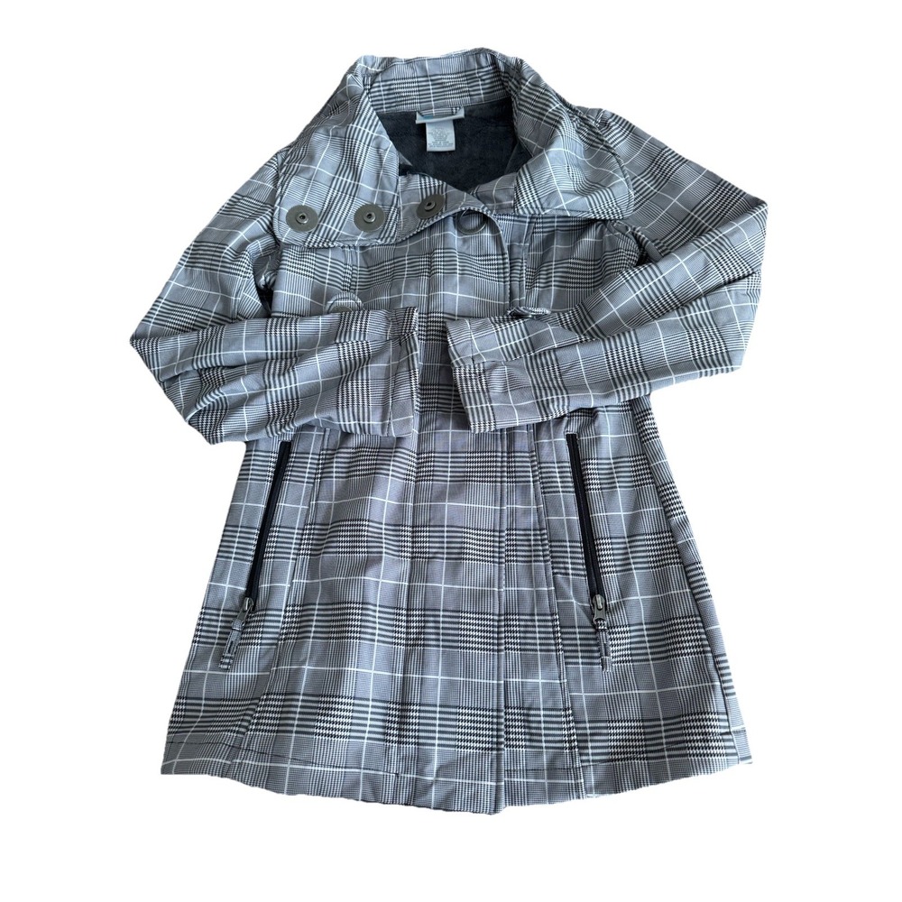 Free Country Coat Faux Fur Sherpa Lined Parka Long Black White Plaid Small